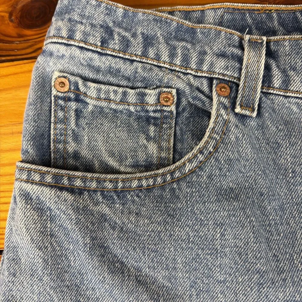 Vintage 1991 Levi's 505 Denim Jeans Men's Size 36x30 Black Bat Wing Made in USA